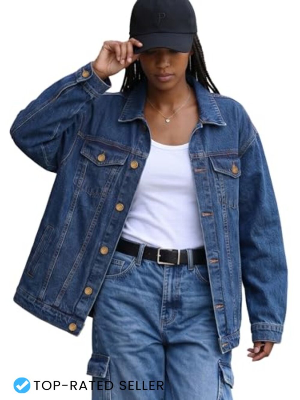 Oversized Denim Jacket Women - Drop Shoulder Boyfriend Jean Jacket